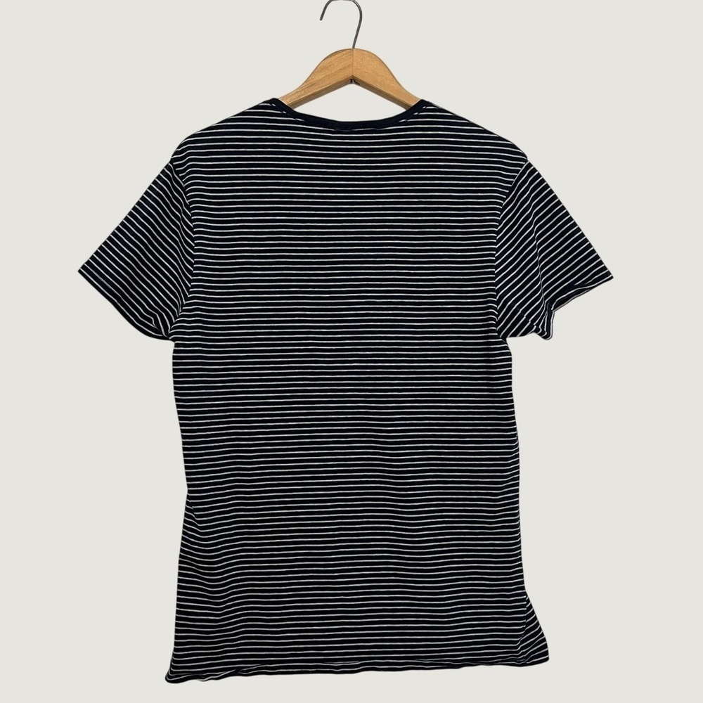 Scotch & Soda Aloha London Mens Striped V-Neck T-Shirt Navy Blue Large - Picture 3 of 8